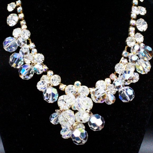 Juliana DE Aurora Borealis AB Crystals Rhinestones Charm Waterfall Necklace - Picture 3 of 13